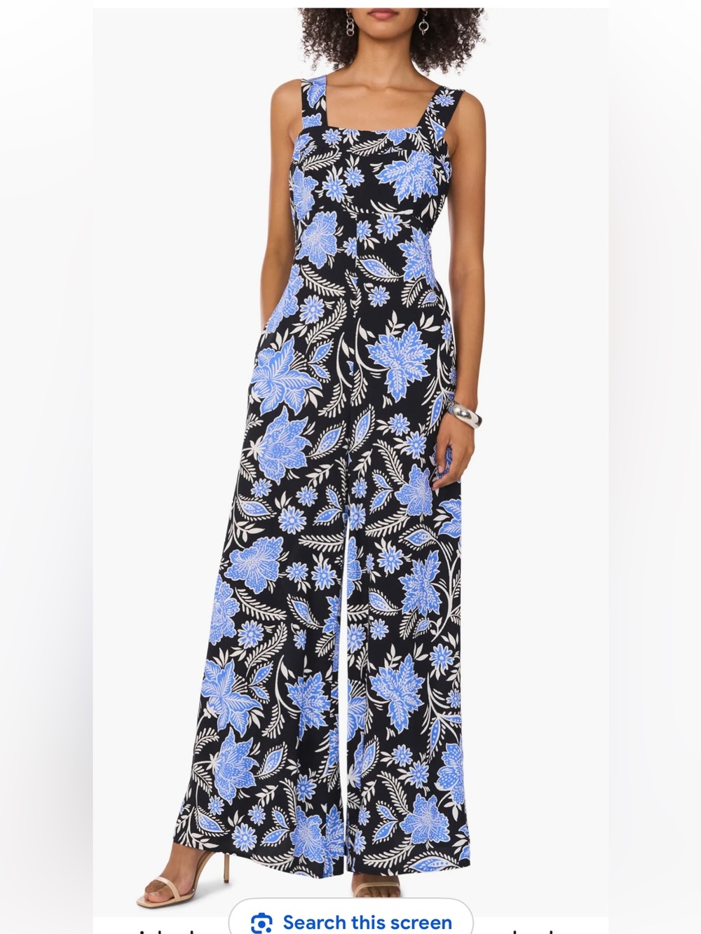 Vince Camuto Black Jumpsuit with Blue Floral Print